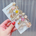 Alloy Colorful Hairpin Headgear Pearl Rhinestone Clip Set, 8PCS/Set Heavy Work, 8PCS/Set Cherry, 8PCS/Set Pink Cherry, 8PCS/Set Starfish, 7PCS/Set Mermaid, 4PCS/Set Light Blue, 6PCS/Set Purple, 7PCS/Set Yellow Heart, 7PCS/Set Diamond Hand              ...