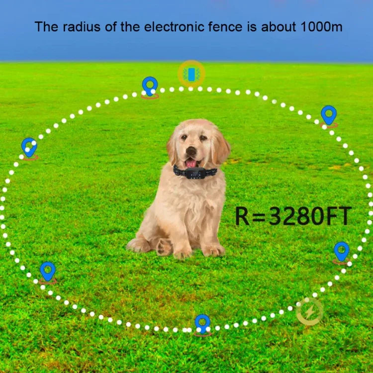 Elektronischer Hundezaun mit GPS-Navigation und kabelloser Bellstopp-Funktion, Weiß, Schwarz