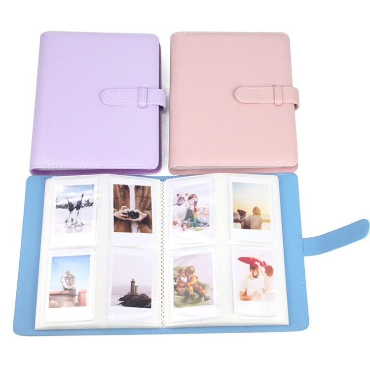 CAIUL 3 Zoll PU-Leder Fotoalbum Fotosammlung Gedenkbuch, Kirschrosa, Nelkenlila, Qingkong Blau