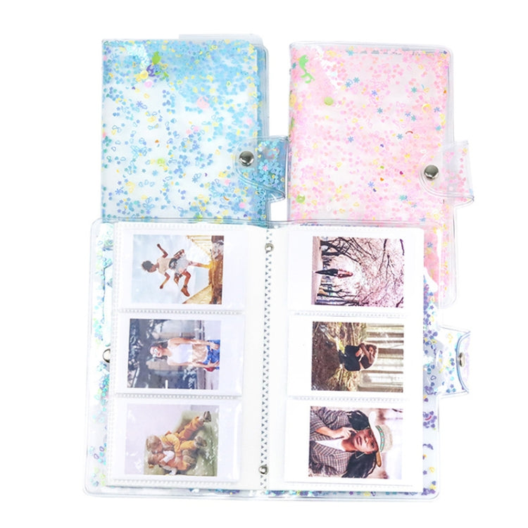 CAIUL 3 Zoll PVC-Fotoalbum, große Kapazität, Gedenkbuch, lila Treibsand, rosa Treibsand, blauer Treibsand, goldene Sterne, süßes Gänseblümchen