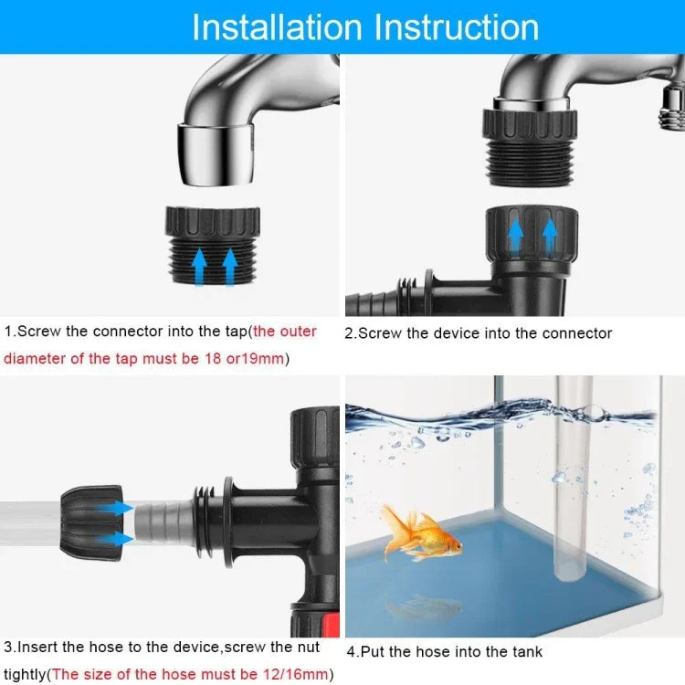 GYHS-03 Aquarien-Wasserwechselpumpe, Wasserwechsler mit Wasserhahnanschluss, GYHS-03