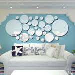 JM004 26TEILE Schlafzimmer Geometrisch Rund Stereo Acryl Spiegel Wandaufkleber, Silber, Gold