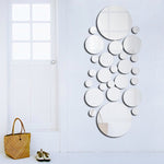 JM004 26TEILE Schlafzimmer Geometrisch Rund Stereo Acryl Spiegel Wandaufkleber, Silber, Gold