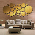 JM004 26TEILE Schlafzimmer Geometrisch Rund Stereo Acryl Spiegel Wandaufkleber, Silber, Gold