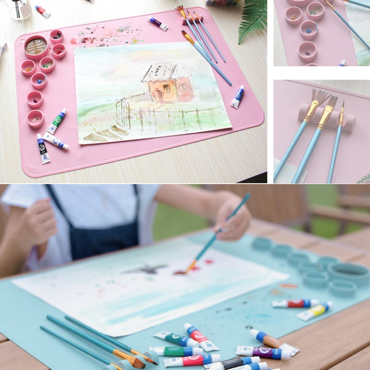 Silicone Children Drawing Pad Wipeable Washable Paint Palettes, Blue, Pink