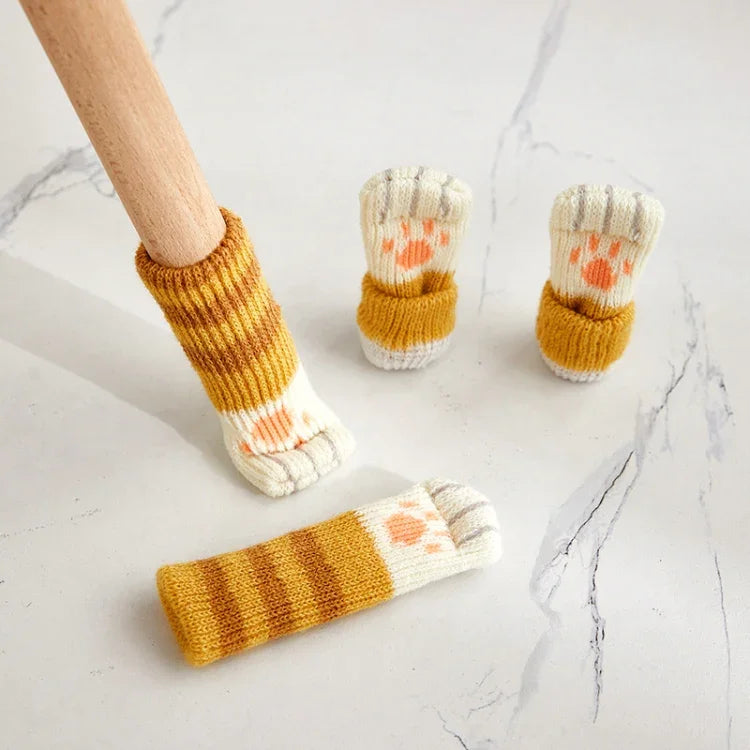 1 Satz doppelt gestrickte, verschleißfeste Tisch- und Stuhlbein-Schutzbezüge mit Geräuschdämpfung, Braun, Hellgrau, Dunkelgrau, Schwarz, Blütenbraun, Weiß, Heller Kaffee