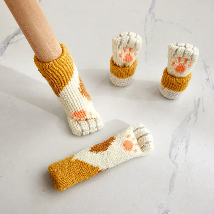 1 Satz doppelt gestrickte, verschleißfeste Tisch- und Stuhlbein-Schutzbezüge mit Geräuschdämpfung, Braun, Hellgrau, Dunkelgrau, Schwarz, Blütenbraun, Weiß, Heller Kaffee
