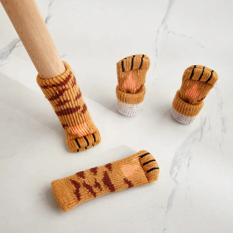 1 Satz doppelt gestrickte, verschleißfeste Tisch- und Stuhlbein-Schutzbezüge mit Geräuschdämpfung, Braun, Hellgrau, Dunkelgrau, Schwarz, Blütenbraun, Weiß, Heller Kaffee