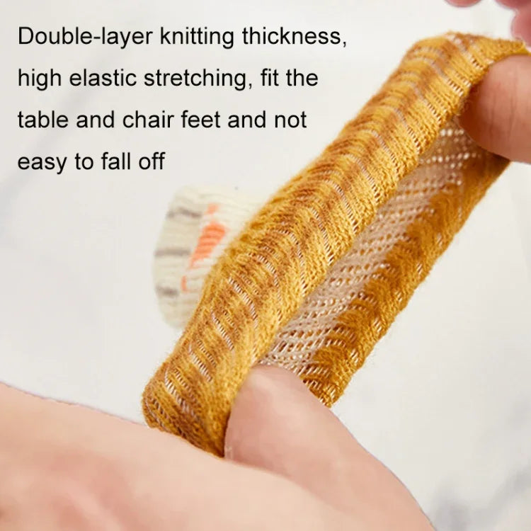 1 Satz doppelt gestrickte, verschleißfeste Tisch- und Stuhlbein-Schutzbezüge mit Geräuschdämpfung, Braun, Hellgrau, Dunkelgrau, Schwarz, Blütenbraun, Weiß, Heller Kaffee