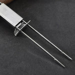 2 Stück Edelstahl Halbautomatische Doppelkopfgabel Outdoor-Grillwerkzeug, 2 Stück Grillwerkzeug