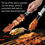 2 Stück Edelstahl Halbautomatische Doppelkopfgabel Outdoor-Grillwerkzeug, 2 Stück Grillwerkzeug