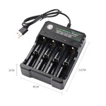 18650 4,2V Lithium-Batterie USB unabhängiges 4-Schacht-Ladegerät, 4-Schacht USB (Schwarz)