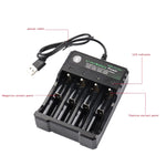 18650 4,2V Lithium-Batterie USB unabhängiges 4-Schacht-Ladegerät, 4-Schacht USB (Schwarz)