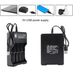 18650 4,2V Lithium-Batterie USB unabhängiges 4-Schacht-Ladegerät, 4-Schacht USB (Schwarz)
