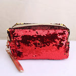 Tragbare Kosmetiktasche mit Pailletten in Anis-Optik, erhältlich in Rot, Schwarz, Rosa, Rosenrot, Königsblau, Gold und Roségold