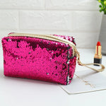 Tragbare Kosmetiktasche mit Pailletten in Anis-Optik, erhältlich in Rot, Schwarz, Rosa, Rosenrot, Königsblau, Gold und Roségold