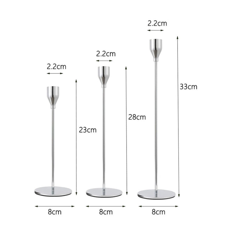3 PCS / Set Wohndeko Hochzeit Schmiedeeisen Kerzenhalter, Stil: 3 PCS / Set Dicker Boden (Rosenrot), 3 PCS / Set Dicker Boden (Silber), 3 PCS / Set Dünner Boden (Schwarz), 3 PCS / Set Dünner Boden (Imitationsgold), 3 PCS / Set Dünner Boden (Silber) ...