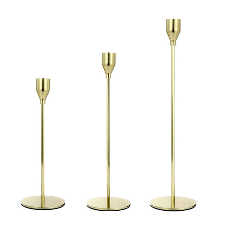 3 PCS / Set Wohndeko Hochzeit Schmiedeeisen Kerzenhalter, Stil: 3 PCS / Set Dicker Boden (Rosenrot), 3 PCS / Set Dicker Boden (Silber), 3 PCS / Set Dünner Boden (Schwarz), 3 PCS / Set Dünner Boden (Imitationsgold), 3 PCS / Set Dünner Boden (Silber) ...