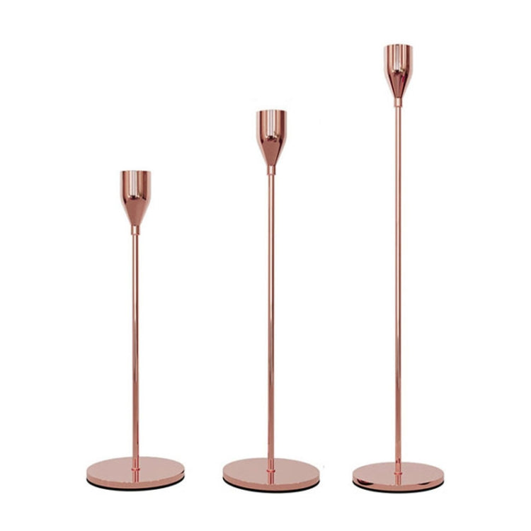 3 PCS / Set Wohndeko Hochzeit Schmiedeeisen Kerzenhalter, Stil: 3 PCS / Set Dicker Boden (Rosenrot), 3 PCS / Set Dicker Boden (Silber), 3 PCS / Set Dünner Boden (Schwarz), 3 PCS / Set Dünner Boden (Imitationsgold), 3 PCS / Set Dünner Boden (Silber) ...