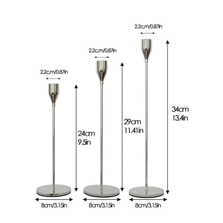 3 PCS / Set Wohndeko Hochzeit Schmiedeeisen Kerzenhalter, Stil: 3 PCS / Set Dicker Boden (Rosenrot), 3 PCS / Set Dicker Boden (Silber), 3 PCS / Set Dünner Boden (Schwarz), 3 PCS / Set Dünner Boden (Imitationsgold), 3 PCS / Set Dünner Boden (Silber) ...