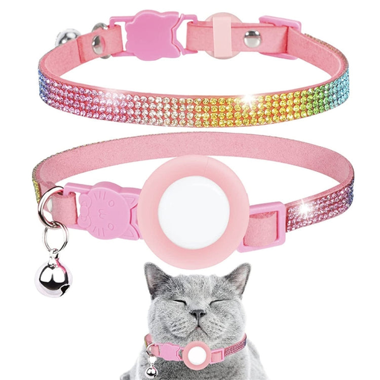 Strass-Halsband mit Glocke für AirTag 2. Gen / AirTag 1. Gen Tracker-Hülle, Weißer Diamant Schwarz, Farbiger Diamant Pink, Farbiger Diamant Schwarz