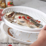Mikrowellen-Fischdämpfer mit Deckel, gedämpfte Fischplatte, Fischdämpfer