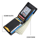 Tracker RFID Card Holder Leather Men Wallet for AirTag 2nd Gen / AirTag 1st Gen, Carbon Fiber, Plain Weave