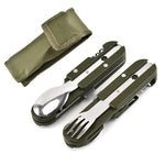 Outdoor-Camping-Besteck Edelstahl Faltbares Messer Gabel Löffel Kombinationsbesteck
