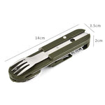 Outdoor-Camping-Besteck Edelstahl Faltbares Messer Gabel Löffel Kombinationsbesteck
