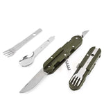 Outdoor-Camping-Besteck Edelstahl Faltbares Messer Gabel Löffel Kombinationsbesteck