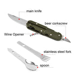 Outdoor-Camping-Besteck Edelstahl Faltbares Messer Gabel Löffel Kombinationsbesteck
