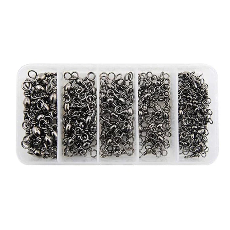 115 Teile / Box Flaschenförmiger Dreifachwirbel aus Edelstahl Angelhakenring, 115 Teile / Box