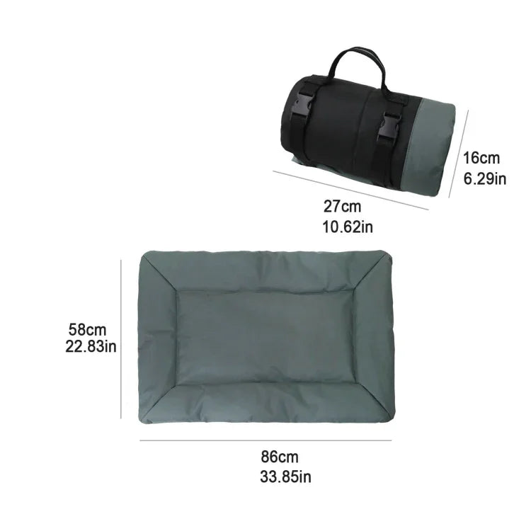 Faltbare Hundeschlafmatte für Outdoor-Camping, 600D Oxford-Gewebe, wasserdicht, in Himmelblau, Braun und Grau erhältlich.
