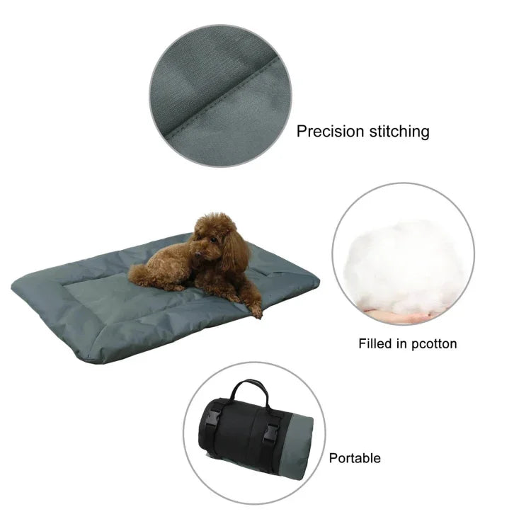 Faltbare Hundeschlafmatte für Outdoor-Camping, 600D Oxford-Gewebe, wasserdicht, in Himmelblau, Braun und Grau erhältlich.