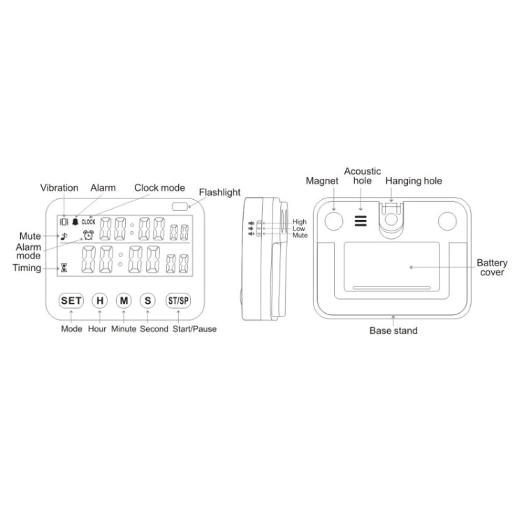 YS-218 Digitaltimer 99 Stunden Positiver Countdown-Erinnerer, Stil:, Ohne Vibration, Mit Vibration