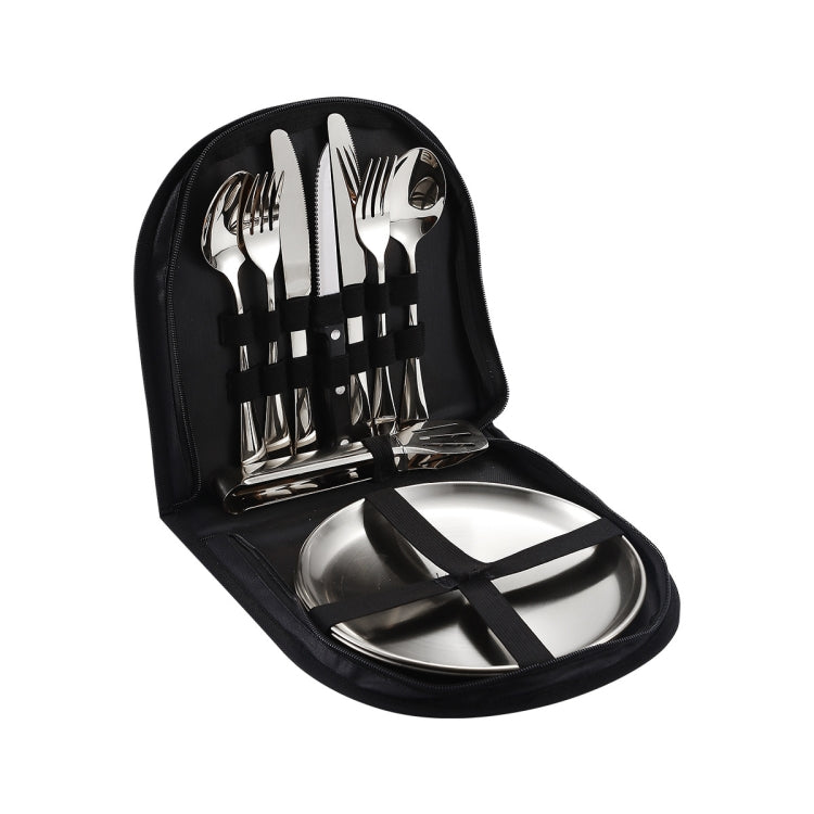 Tragbares Besteckset aus Edelstahl, Steakmesser, Gabel- und Löffelset, Farbe: Schwarz und Silber, Schwarz Gold, Schwarz Roségold, Blau Silber, Blau Gold, Blau Roségold, Rot Silber, Rot Gold, Rot Roségold