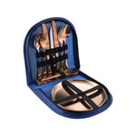 Tragbares Besteckset aus Edelstahl, Steakmesser, Gabel- und Löffelset, Farbe: Schwarz und Silber, Schwarz Gold, Schwarz Roségold, Blau Silber, Blau Gold, Blau Roségold, Rot Silber, Rot Gold, Rot Roségold