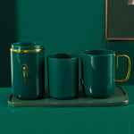JM043 Mundwasserbecher-Set für Zuhause, Paar, praktisch, Reise-Zahnbürstenbox, Stil:, 2 Tassen Dunkelgrün, 2 Tassen Schwarz, 2 Tassen Weiß, 3 Tassen Dunkelgrün, 3 Tassen Schwarz, 3 Tassen Weiß