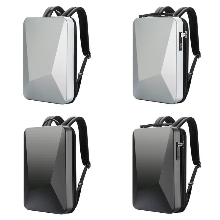 Bopai 61-93318A Hartschalen Wasserdichter und Erweiterbarer Rucksack mit USB-Ladeanschluss, Spezifikation:, Standard (Silber), Passwort (Silber), Standard (Schwarz), Passwort (Schwarz)