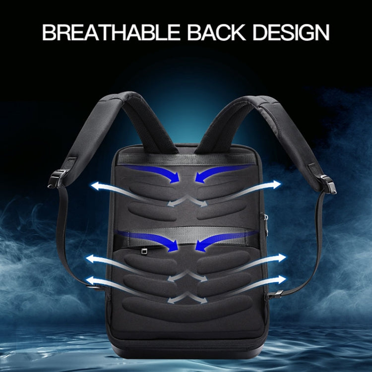 Bopai 61-93318A Hartschalen Wasserdichter und Erweiterbarer Rucksack mit USB-Ladeanschluss, Spezifikation:, Standard (Silber), Passwort (Silber), Standard (Schwarz), Passwort (Schwarz)