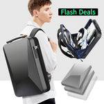 Bopai 61-93318A Hartschalen Wasserdichter und Erweiterbarer Rucksack mit USB-Ladeanschluss, Spezifikation:, Standard (Silber), Passwort (Silber), Standard (Schwarz), Passwort (Schwarz)