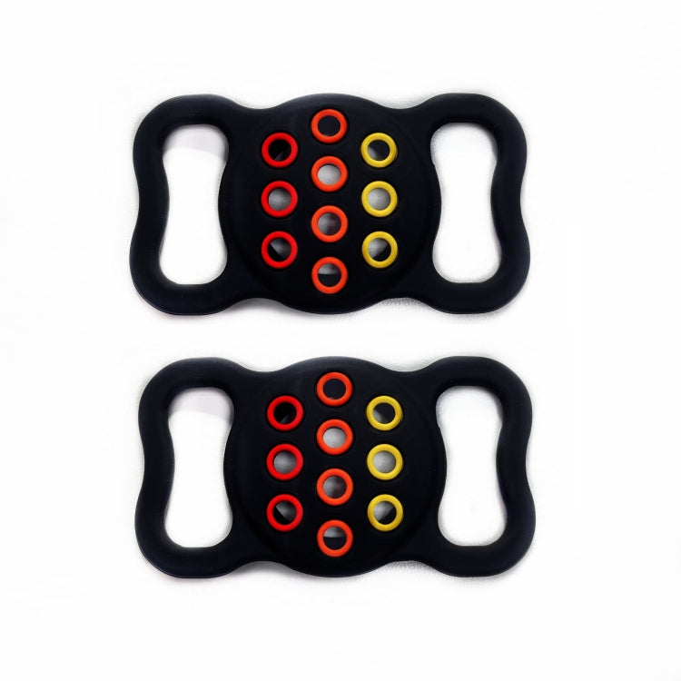 2 STK Kontrastfarbige Perforierte Haustier-Halsband Silikonhülle für AirTag 2. Generation / AirTag 1. Generation, Schwarz, Dunkelblau Bunt, Pink Bunt, Dunkelgrün, Schwarz und Grau
