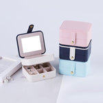 SH688-58 Quadratische Doppel-Lagen PU Ohrring Aufbewahrungs Schmuckbox, Doppel-Lagen (Weiß), Doppel-Lagen (Marineblau), Doppel-Lagen (Rosa), Doppel-Lagen (Hellblau)