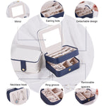 SH688-58 Quadratische Doppel-Lagen PU Ohrring Aufbewahrungs Schmuckbox, Doppel-Lagen (Weiß), Doppel-Lagen (Marineblau), Doppel-Lagen (Rosa), Doppel-Lagen (Hellblau)