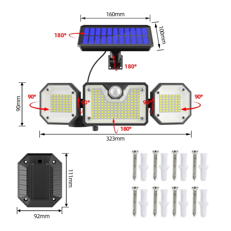 Solar-Infrarot-Sensorleuchte LED Outdoor Wasserdichte Gartenleuchte, Stil:, Geteilt 226LED, All In One 226LED