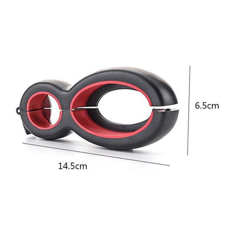 6-in-1 einfacher Dosenöffner, multifunktionaler Flaschenöffner aus Kunststoff, 6-in-1 Schwarz Rot