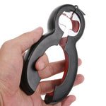 6-in-1 einfacher Dosenöffner, multifunktionaler Flaschenöffner aus Kunststoff, 6-in-1 Schwarz Rot