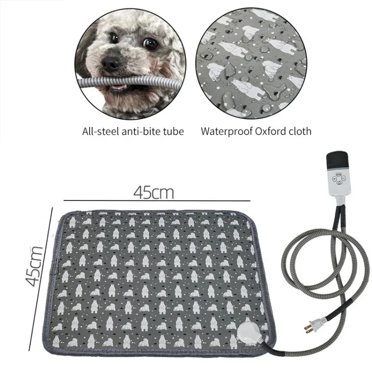CW45 45x45cm Mehrstufige, temperaturregulierbare Heizmatte für Haustiere mit Timer, Spezifikationen: US-Stecker, UK-Stecker, EU-Stecker