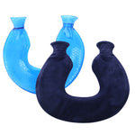 U-förmige PVC-Wärmflasche für Schulter und Nacken, explosionsgeschützt, mit Wassereinspritzung, Blau + Grau Kristall, Blau + Marineblau Kristall, Blau + Grüne Schneeflocke Strick, Blau + Grau Strick, Blau + Cyan Strick, Blau Hellcyan Strick