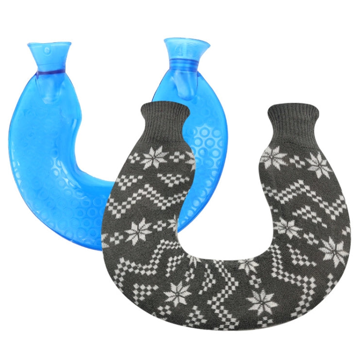 U-förmige PVC-Wärmflasche für Schulter und Nacken, explosionsgeschützt, mit Wassereinspritzung, Blau + Grau Kristall, Blau + Marineblau Kristall, Blau + Grüne Schneeflocke Strick, Blau + Grau Strick, Blau + Cyan Strick, Blau Hellcyan Strick
